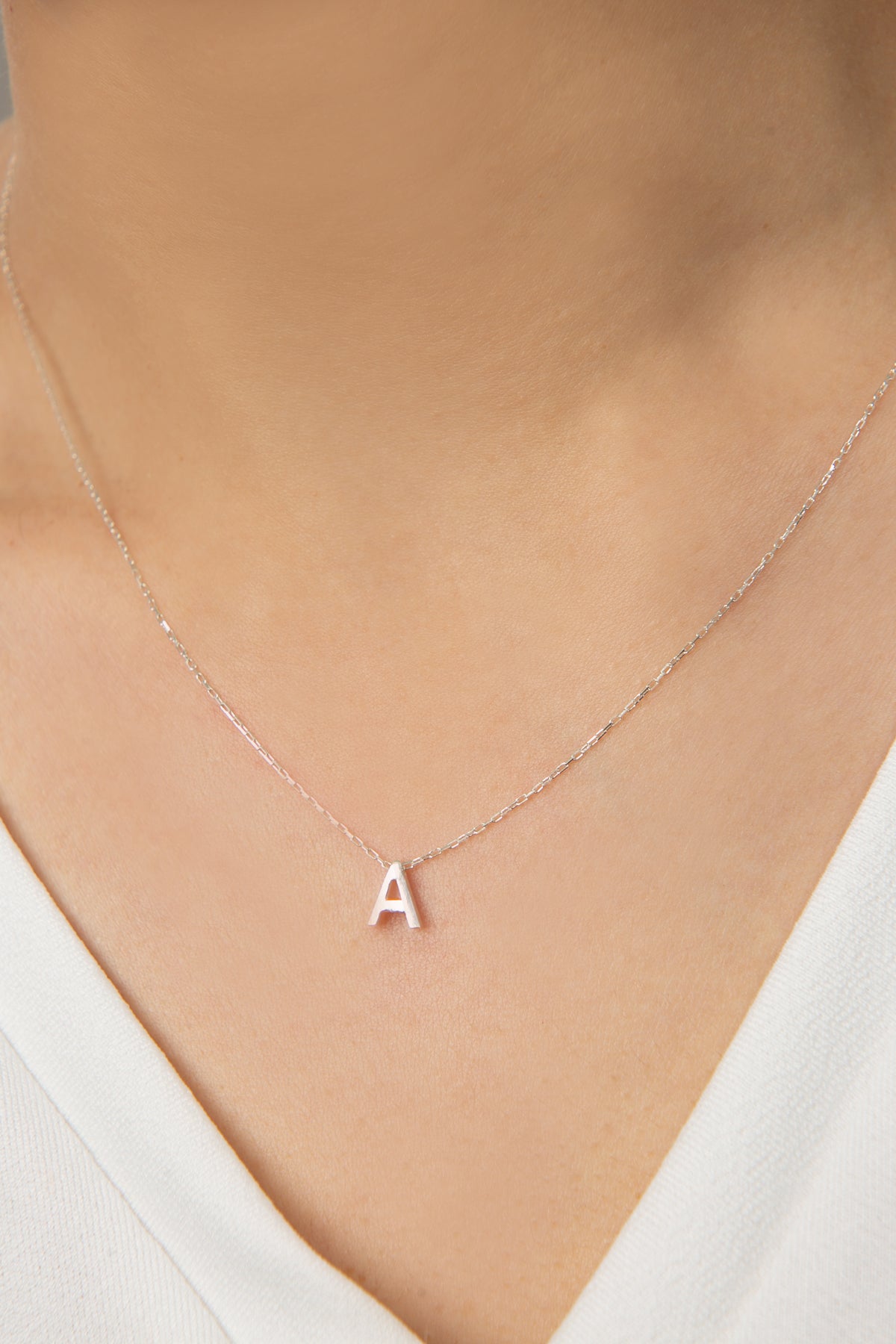 Wholesale Women's 3D A Letter Model 925 Sterling Silver Necklace